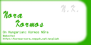 nora kormos business card